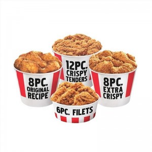 Custom Logo Disposable Paper Fried Chicken Bucket Take Out Container with Lid