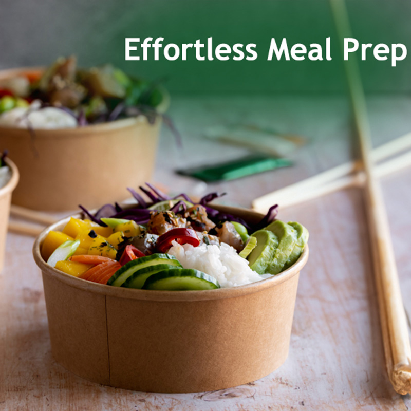 Eco Friendly Disposable Brown Kraft Paper Salad Bowl With Lid