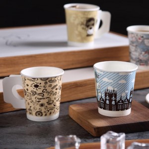 Handle Take Away Cup Support Custom Coffee Tea Paper Cup