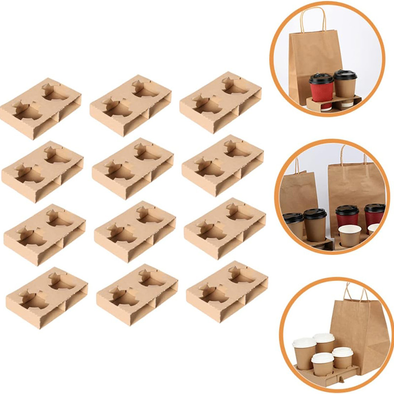 Paper Cup Holder Cups Disposable Coffee Tray Disposable Drinkware Drink Carrier Couch Drink Holder Drink Carrier for Corrugated Paper Light Brown Paper Cup Tray Beer