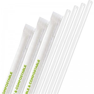 Compostable Straws Clear Disposable Straws, Eco Friendly Drinking Straw for Milkshake Smoothies, PLA Plant Based Individually Wrap Plastic Paper Alternative