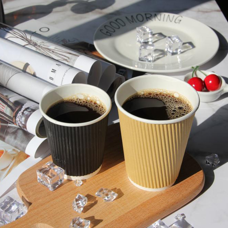 Ripple Wall Coffee Milk Tea Double Layer Corrugated Paper Coffee Cups